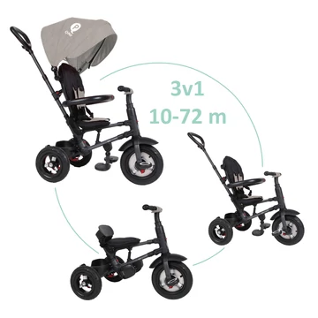 QPLAY Tricikli Rito Air Gel Szürke – Összecsukható tricikli 10-72 hó