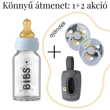 BIBS üveg cumisüveg, natúr kaucsuk cumi és cumisüveg tok