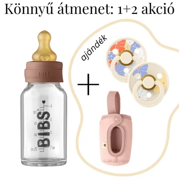 BIBS üveg cumisüveg, natúr kaucsuk cumi és cumisüveg tok