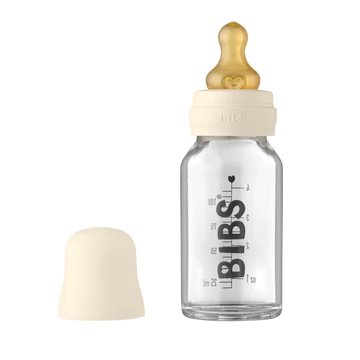 BIBS üveg cumisüveg natúr kaucsuk cumifejjel - Krémfehér 110 ml