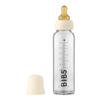 BIBS üveg cumisüveg natúr kaucsuk cumifejjel - Krémfehér 225 ml