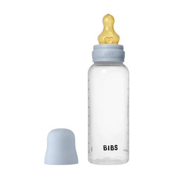 BIBS cumisüveg natúr kaucsuk cumifejjel - Pasztellkék 270 ml