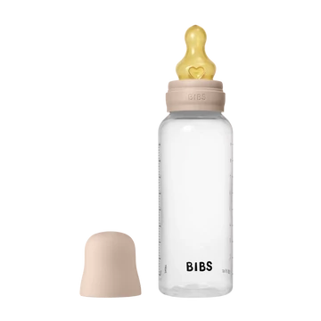 BIBS cumisüveg natúr kaucsuk cumifejjel - Púderrózsaszín 270 ml