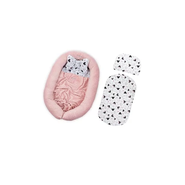 5 részes minky babafészek szett (púderrózsaszín - Minnie mintával)