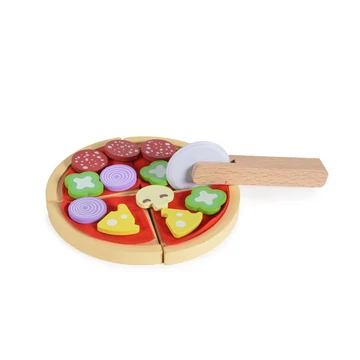 Fa pizza szett 22 db-os – szeletelhető fajáték feltétekkel