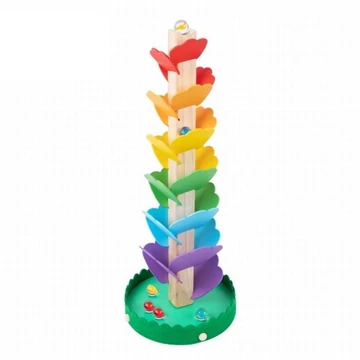 Tooky Toy fa golyópálya - szivárvány (6 kis méretű golyóval)