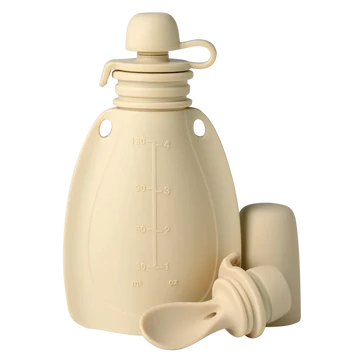 Mininor újratölthető smoothie tasak kanállal – 120 ml (homok szín)