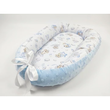 Scamp minky-vászon babafészek - Light Blue Bear