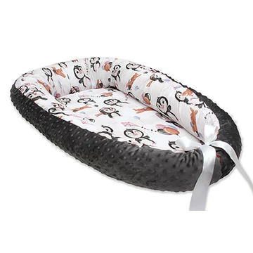 Scamp minky-vászon babafészek - Penguin Pink