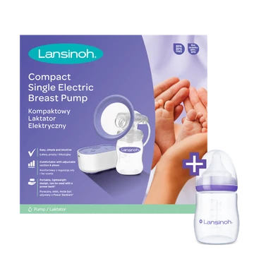 Lansinoh 2 fázisú kompakt elektromos mellszívó + 160ml cumisüveg szettben