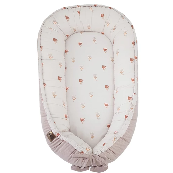 EKO Babafészek pamut velvet - Beige Meadow