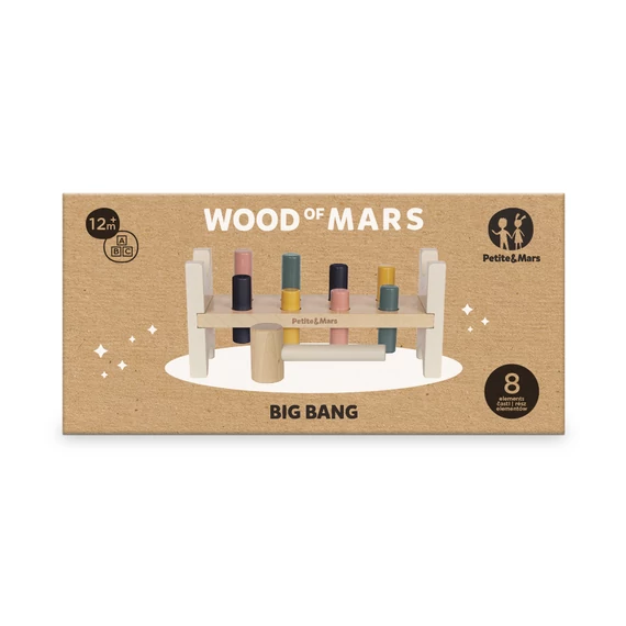 PETITE&MARS Fa ütőgetős játék kalapáccsal - Aurora Pink