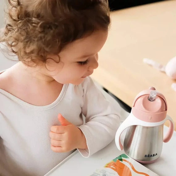 Béaba 250 ml-es szívószálas ivópohár - rozsdamentes acél (több színben)
