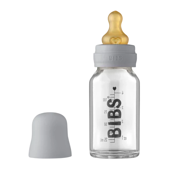 BIBS üveg cumisüveg natúr kaucsuk cumifejjel - Delfinszürke 110 ml