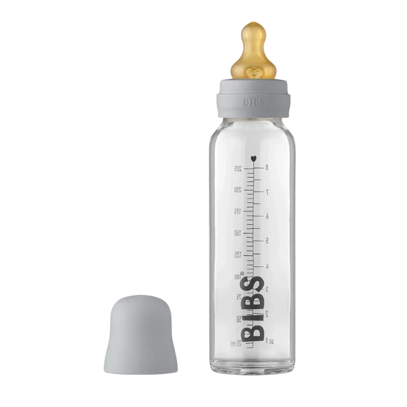 BIBS üveg cumisüveg natúr kaucsuk cumifejjel - Delfinszürke 225 ml
