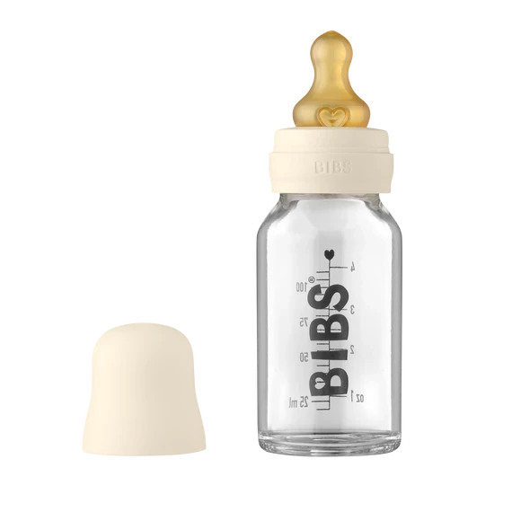 BIBS üveg cumisüveg natúr kaucsuk cumifejjel - Krémfehér 110 ml