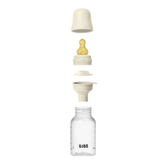 BIBS cumisüveg natúr kaucsuk cumifejjel - Krémfehér 150 ml