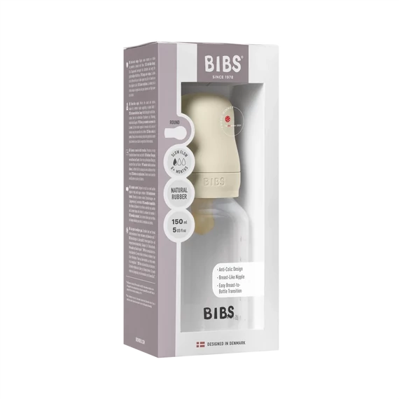 BIBS cumisüveg natúr kaucsuk cumifejjel - Krémfehér 150 ml