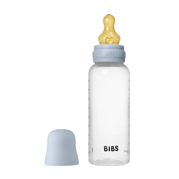 BIBS cumisüveg natúr kaucsuk cumifejjel - Pasztellkék 270 ml