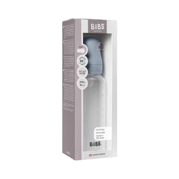 BIBS cumisüveg szilikon cumifejjel - Pasztellkék 270 ml