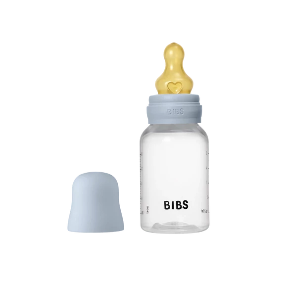 BIBS cumisüveg natúr kaucsuk cumifejjel - Pasztellkék 150 ml