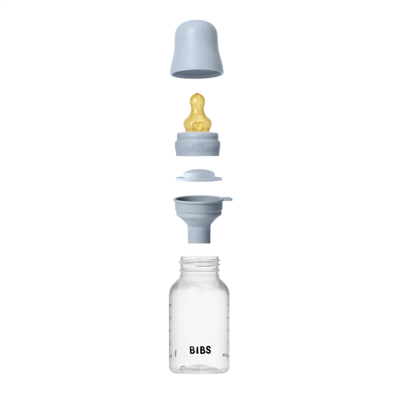 BIBS cumisüveg natúr kaucsuk cumifejjel - Pasztellkék 150 ml