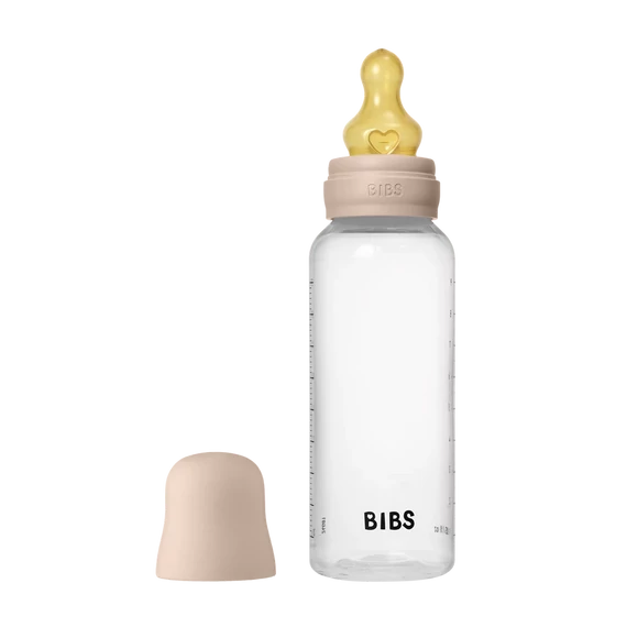 BIBS cumisüveg natúr kaucsuk cumifejjel - Púderrózsaszín 270 ml