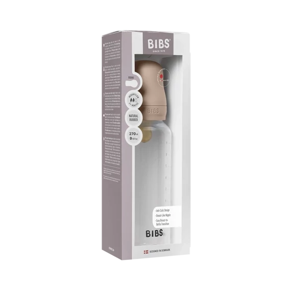 BIBS cumisüveg natúr kaucsuk cumifejjel - Púderrózsaszín 270 ml