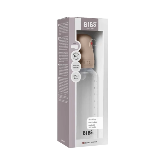 BIBS cumisüveg szilikon cumifejjel - Púderrózsaszín 270 ml