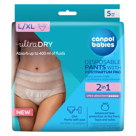 Canpol babies 2 az 1-ben szülés utáni pelenka L/XL méret - 5 db 