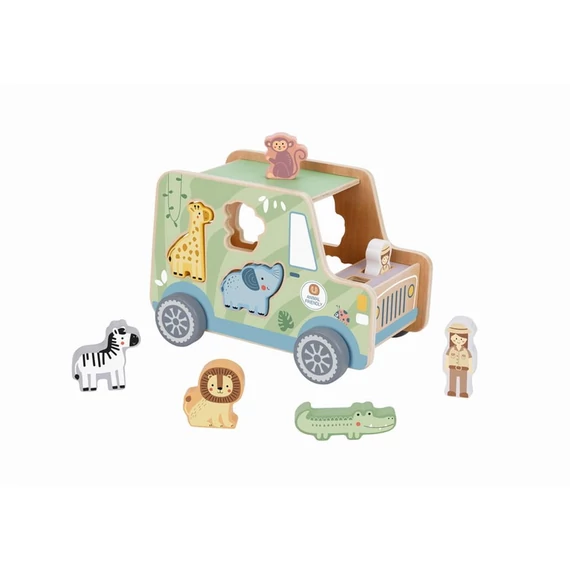 TOOKY Toy fa formabedobó autó állatos figurákkal - pasztell színekben