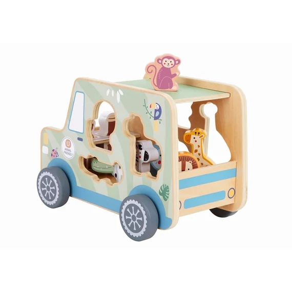 TOOKY Toy fa formabedobó autó állatos figurákkal - pasztell színekben