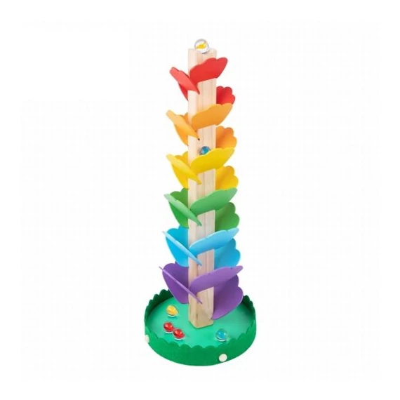 Tooky Toy fa golyópálya - szivárvány (6 kis méretű golyóval)