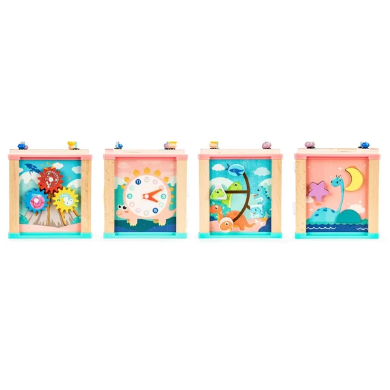 Montessori 5 az 1-ben fa kockajáték - dinoszauruszok