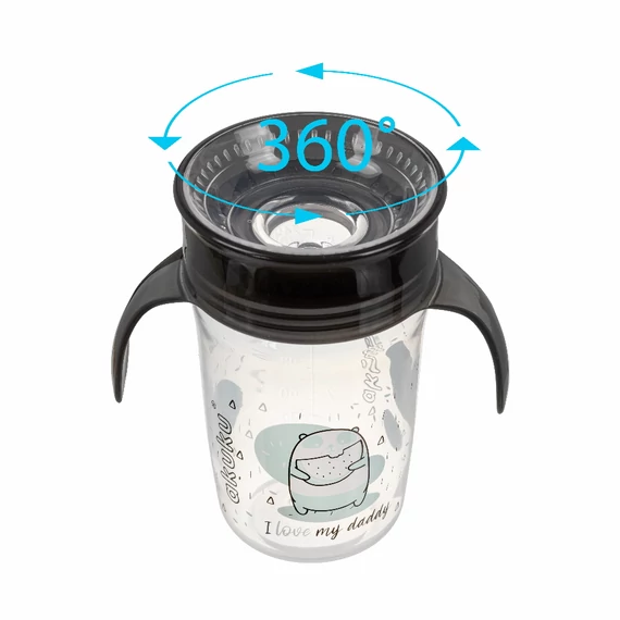 Akuku 360 fokos csöpögésmentes itatópohár fedéllel - 240 ml (sárga)