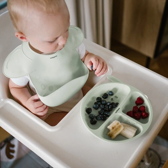 BabyOno tapadókorongos szilikon tányér - menta