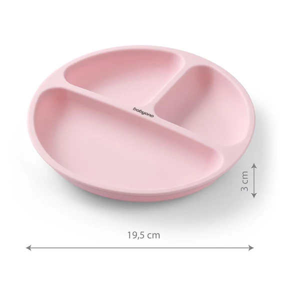 BabyOno tapadókorongos szilikon tányér - rózsaszín