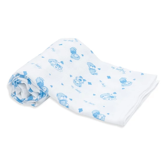 5 db-os Scamp tetra textil pelenka 70x70 cm - kék macis