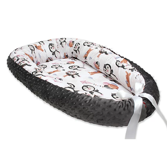 Scamp minky-vászon babafészek - Penguin Pink