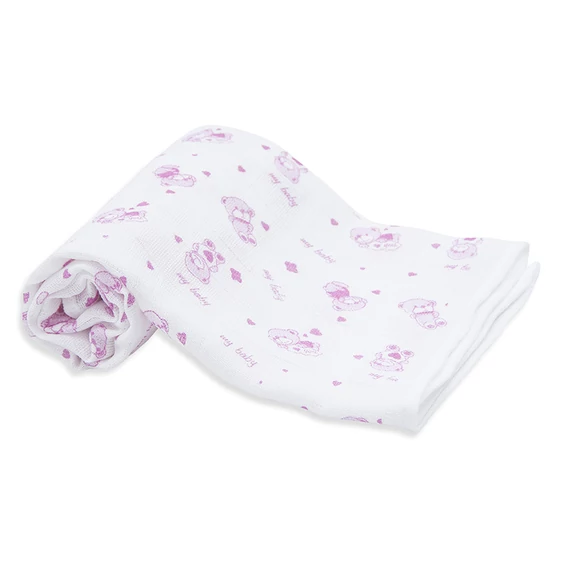 5 db-os Scamp tetra textil pelenka 70x70 cm - rózsaszín macis