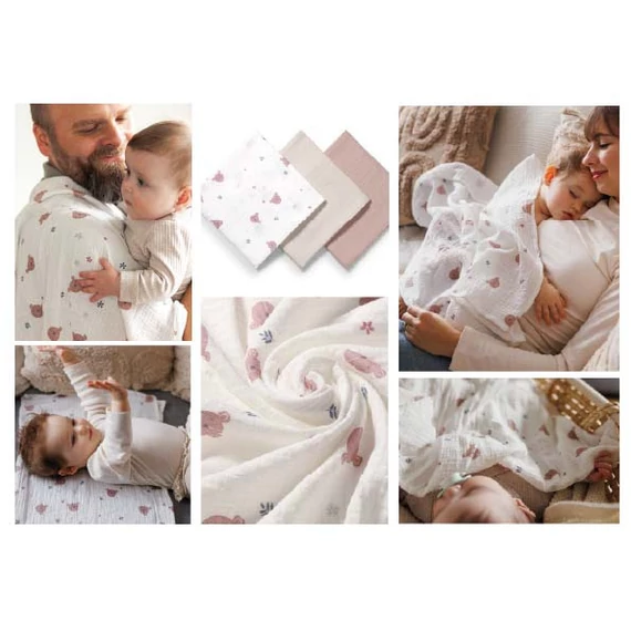 3 db-os BabyOno muszlin pelenka csomag - pasztell