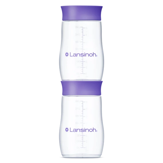 Lansinoh 2 db cumisüveg közepes folyású etetőcumival + 2 db fedéllel, 240 ml