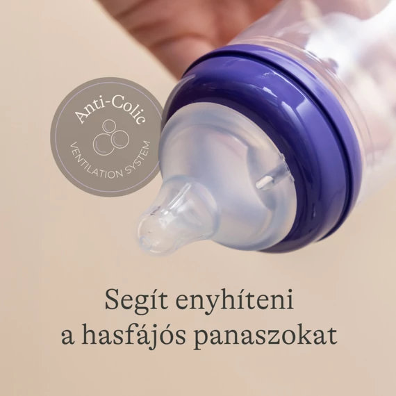 Lansinoh Cumisüveg közepes folyású etetőcumival + fedéllel, 240 ml