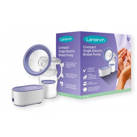 Lansinoh 2 fázisú kompakt elektromos mellszívó + 160ml cumisüveg szettben