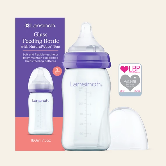 Lansinoh üveg cumisüveg lassú folyású etetőcumival - 160 ml