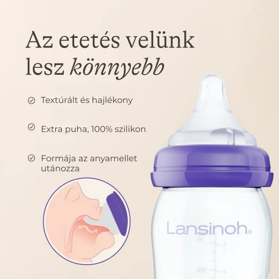 Lansinoh üveg cumisüveg közepes folyású etetőcumival - 240 ml